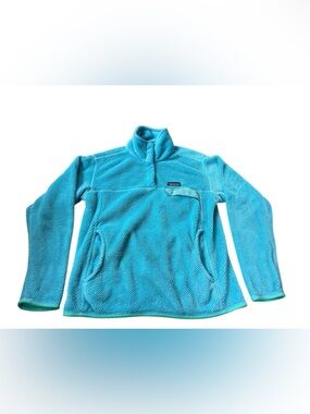 Patagonia Bright Turquoise Fleece Pullover with Patch Logo